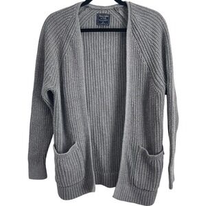 Abercrombie Fitch Grey Cardigan Sweater Ribbed Knit Pocket Size XS‎ Pe-owned
